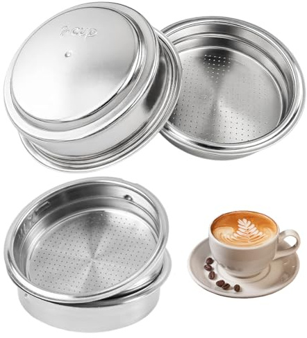 WUYJI Filtri riutilizzabili Set di 2 filtri da caffè a doppio strato da 51 mm, portafiltro da caffè,filtro da caffè riutilizzabile in acciaio inox,filtro da caffè in acciaio inox da 51 mm