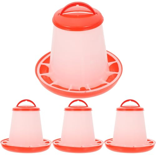 4pcs Portable Poultry Feeder Container Plastic Automatic Feeding Tool | Chickens Goose Feed Storage, Keeps Contents Clean, Handles Dry and Wet Portions, Easy to Clean