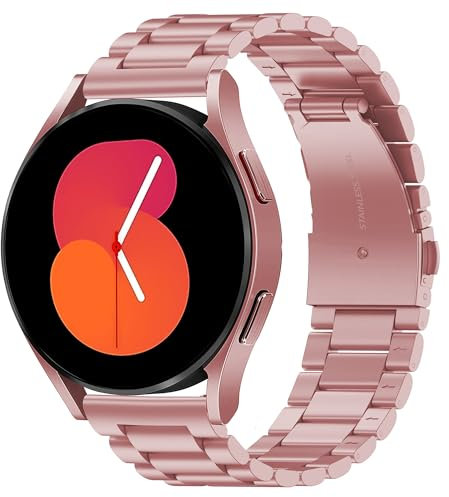 SUNDAREE Kompatibel mit Armband Samsung Galaxy FE 40MM/Watch 5 40MM/Watch 4 40MM/Active 2 40MM/Garmin Venu/TicWatch E3/AMAZFIT GTR MINI,20MM Rosa Damen Frauen Metall Edelstahl Ersatz Uhrenarmband Band