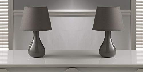 K LIVING Calvin Grey Table Lamp & Shade Pair