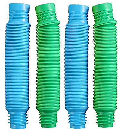 Fidget Pop Tub-leksaker för barn och vuxna, 4 X-stora pop-multifärgade tuber (Toobs) sensorisk leksak