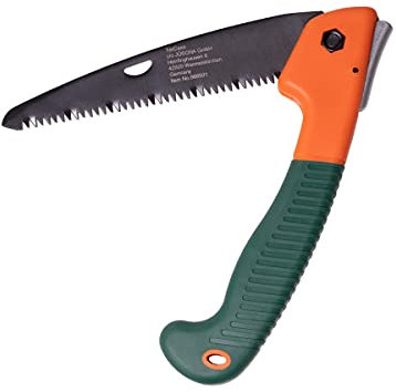 TerCasa® Sierra de mano plegable para jardín con cierre de seguridad, longitud de la hoja de sierra 16 cm, hoja de sierra de acero inoxidable, para trabajos de poda y cuidado de árboles