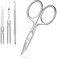 URAQT Nagelschere Hautschere, 4-teiliges Set Nagelhautschere Nagelhautzange aus Rostfreiem Edelstahl mit Gebogener Spitze, Nagelschere Linkshänder mit Nagelfeile Nagelpicker, für Fuß und Fingernägel