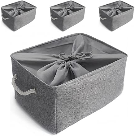 Mangata Collapsible Storage Box, Fabric Storage Basket with Handles | Soft & Durable, for Shelf, Closet, Wardrobe, XX-Large, 50x40x30cm,Grey, 4 Pack