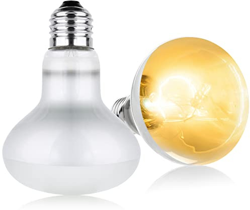 vsshe Lampada Calore per Rettili, 2 Pezzi 100W UVA Lampada Riscaldante Tartarughe, Lampadina riscaldante E27 per rettili, Lampadas Riscaldantes per Rettilis, per Tartaruga Serpente Lucertola Cacatua
