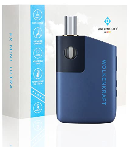 WOLKENKRAFT FX MINI ULTRA Premium Vaporizer - USB-C | Slide-In Mouthpiece | Titanium Chamber | Temperature 100-220 °C | Adjustable Usage Time | 100% Convection *Night Blue* *no nicotine*
