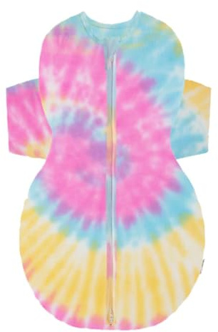 Happiest Baby SNOO Sleep Sack - 100% Organic Cotton Baby Swaddle Blanket - Doctor Designed Promotes Healthy Hip Development (Tie Dye Rainbow, Medium)