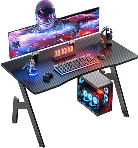 DLONGONE Gaming Desk 80 x 50 cm, Computer Desk for Home Office, Gamer PC Desk, Sturdy Gaming Table, Computer Table with Whole Board, Simple Assembly, Black