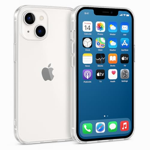 POINT&GO Funda para iPhone 13 y iPhone 14 Transparente, TPU Anti-Amarilleo Antigolpes Antiarañazos Ultraresistente, Carcasa Silicona Dura Extra Clara Fina y Suave al Tacto (6,1 Pulgadas)