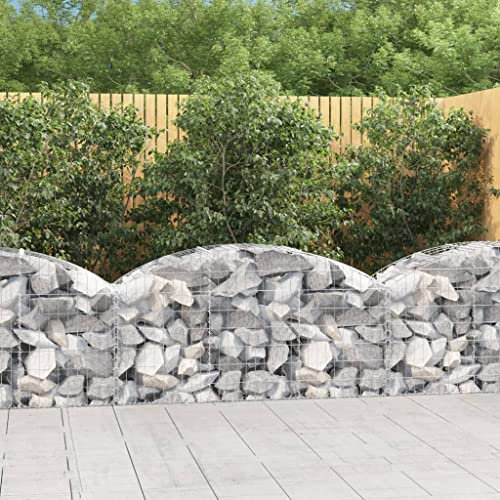 Hovothy Gabion avec arche haute, panier à pierres, grillage, mur en pierre, pour briques, mur de plantes, gabion, panier à gabion, argenté, 150 x 50 x 80 cm, fer galvanisé