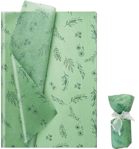 Hjvvr Green Leaf Tissue Wrapping Paper,20sheets 50x35cm Leaves Tissue Paper for Gift Wrapping DIY Crafts Birthday