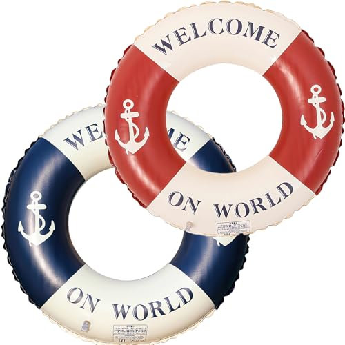 Anello di nuoto gonfiabile, Anello di Nuoto Gonfiabile Galleggiante Adulti, Salvagente Adulti in PVC con Valvola d'Aria, Anelli Gonfiabili Piscina Galleggiante, Aiuto al Nuoto (blu + rosso)