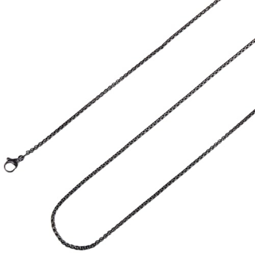 SUNNYCLUE 2 confezione Da 30 pollici/0.75 m 2mm Catena A Maglie Nere In Acciaio Inossidabile Catene A Maglie Sottili Rolo Cable Collana Quadrata Rotonda Lunga Maglie A Moschettone Catene In Metlega pe
