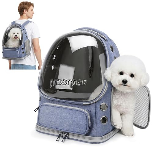 ALLSOPETS Zaino per Gatti e Cani, Zaino Trasportino Gatto con Design a Bolle, Pieghevole e Portatile, per Animali Fino a 7,5 kg, per Viaggi, Escursioni e Cliniche Veterinarie (Blu Cielo)
