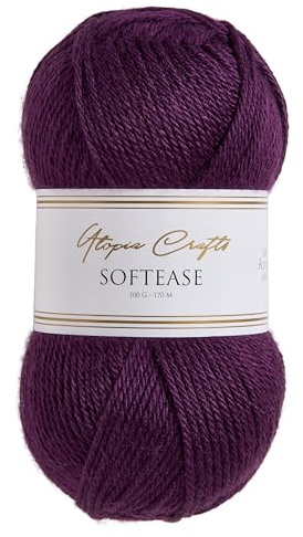 Utopia Crafts Softease Knitting and Crochet Yarn 100g (Velvet Plum)