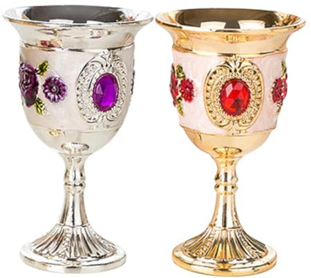 PRETYZOOM 2pièces Tasses Alliage Élégantes Pour Vin Coupes Métalliques Décoratives Pour Dîner Fête Et Événements Spéciaux