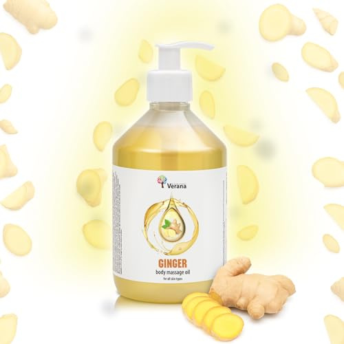 Verana Massageolja Ingefära, Naturlig, för Kroppen, Alla Hudtyper, Närande, Vitaliserande, Anti Aging, Anti Celluliter, Antiseptisk, Aromaterapi (500ml)