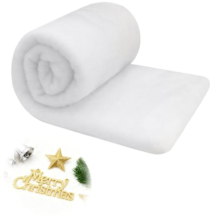 ROEOWENE Schneedecke Deko Weihnachten 150x40 Kunstschnee Deko Schneewatte Watte Schnee Dekoschnee Schneematte Künstlicher Schnee Kunstschnee Matte Schneeteppich für Weihnachtsdorf,Weihnachtsdeko Innen