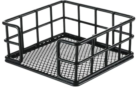 TOP-MAX Zettelbox Drahtgitter Schwarz, Metall Notizzettelhalter für 9x9 cm Notizblöcke, Rostfreier Schreibtisch Organizer Aufbewahrung für Visitenkarten, Gutscheine, Büro und Schule