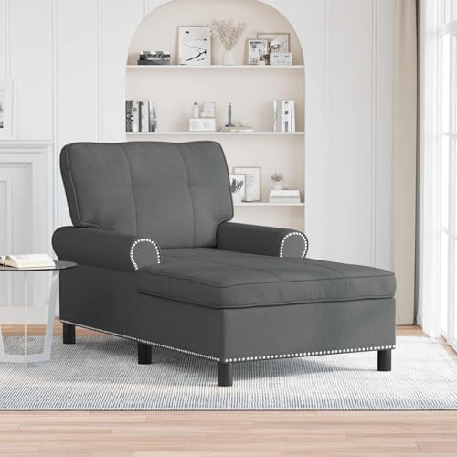 toolkix Lounge-fåtölj med kudde mörkgrått tyg, 91 x 157 x 91 cm, schäslong avslappnande vardagsrum, recamiere-soffa, sovfåtölj ottoman, bekväm bäddsoffa XXL fåtölj