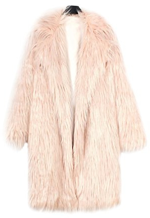 YuanDian Donna Allungare Lunga Pelliccia Sintetica Cappotto Autunno Inverno Casuale Morbido Caldo Elegante Ecologica Pellicce Finta Giubbotto Giacche Rosa 2XL