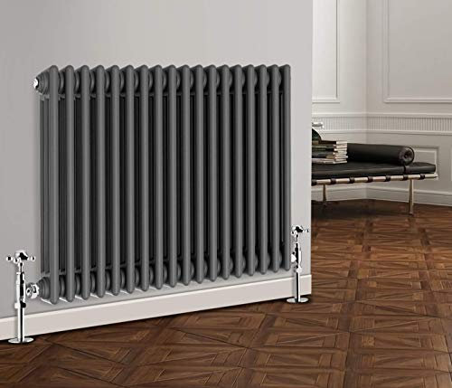 NRG 600 x 830mm Traditional Anthracite Horizontal Cast Iron Style Radiator Triple Panel
