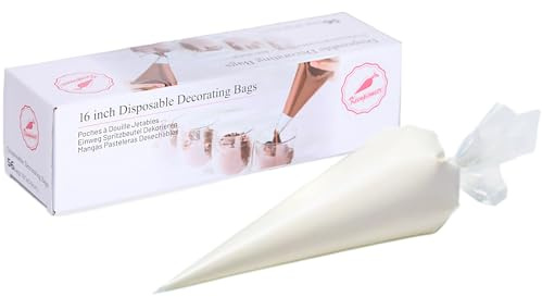Keenpioneer Piping Bag - Disposable Cake Decorating Bag, Pastry Bag 56 Count, 16 inch, Clear