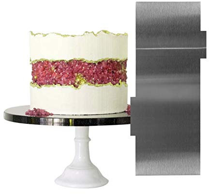 DUBENS Dough Scraper Stainless Steel Dough Cutter Cake Comb with Prongs, Dough Spatula Baking Dough Card Cake Scraper for Decorating and Decorating Cakes and Ties, Serrated and Wavy (A)