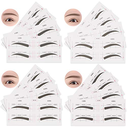 GOETOR 128 PCS Eyebrow Stencil 4 Styles Eyebrow Shaping Stickers Adjustable Eyebrow Grooming Template DIY Brows Guide Makeup Tool