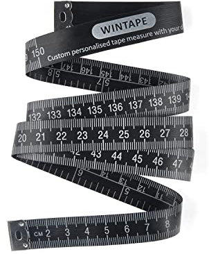WINTAPE Schneidermaßband/Maßband Körper/Masband körpermaße/Körpermaßband, 150cm Maßband (Schwarz)