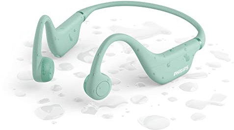 Philips TAK4607GR/00 Auriculares Inalámbricos Abiertos para Niños, Protección IPX5 contra el Agua y hasta 5 Horas De Reproducción, Control Parental, Banda De Sujeción Ajustable, Verde