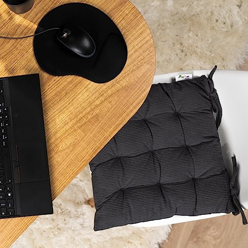 Paco Home Sitzkissen mit Befestigungsbänder 40x40 Stuhl Bürostuhl Kissen Stuhlkissen Innen Indoor versch. Farben 2er Set