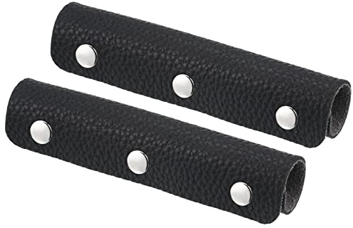PATIKIL Bagaglio Maniglia Involucro, 2pz PU Borsa Presa Copertura Protezione Identificatore con Chiusura per Valigia Shopping Borsa, Nero