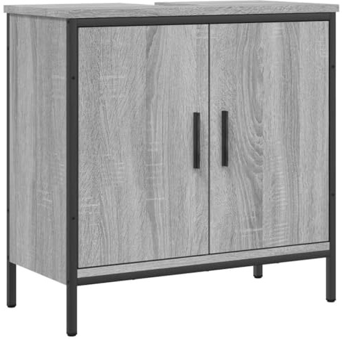 vidaXL Tvättställsskåp grå sonoma 60x30x60 cm konstruerat trä, tvättställsskåp, vaskskåp, tvättställsunderskåp, badrumsskåp, handfatsskåp