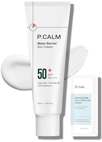 P.CALM Water Barrier Moisturizing Sun Cream Matte-Finish No White Cast SPF 50+ PA++++ Vegan Calming Moisture Daily Sunscreen for Dry Oily Sensitive Skin Korean Skincare