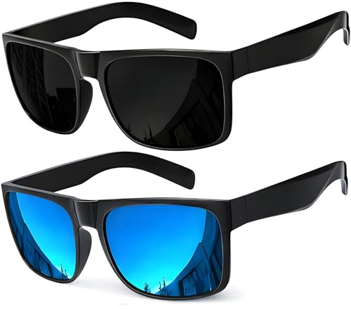 grinderPUNCH 2-pack XL Polariserade Solglasögon med Extra Bred Båge – Passar Större Huvuden, Perfekta för Sport, Bilkörning och Fiske