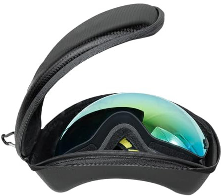 Generisch Schneebrillen-Etui, Skibrillen-Objektiv-Etui, Reise-Schneebrille, staubdichte Tragetasche mit Karabiner, Snowboard-Brillen-Box, Schutztasche, Schwarz