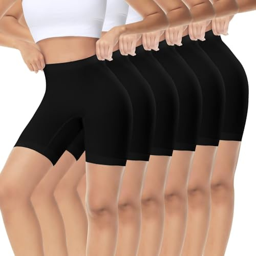 IceReco Pantaloncini Ciclismo Donna Estivi Leggins Sportivi Corti Shorts Boxer Ciclista Ciclisti Fitness Biker Yoga Corsa Palestra Allenamento Atletico Antisfregamento Cotone Pacco da 6 Nero Neri L