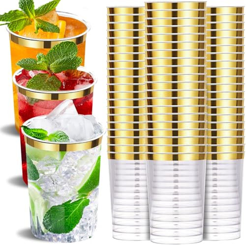 MTINRNI 60 Plastikbecher Set,Partybecher Set,Wiederverwendbare 300ml/10 OZ Trinkbecher Bruchsichere,Kunststoffbecher,für Hochzeit,Geburtstag,Weihnachten,Weingläser,Getränkepartys.