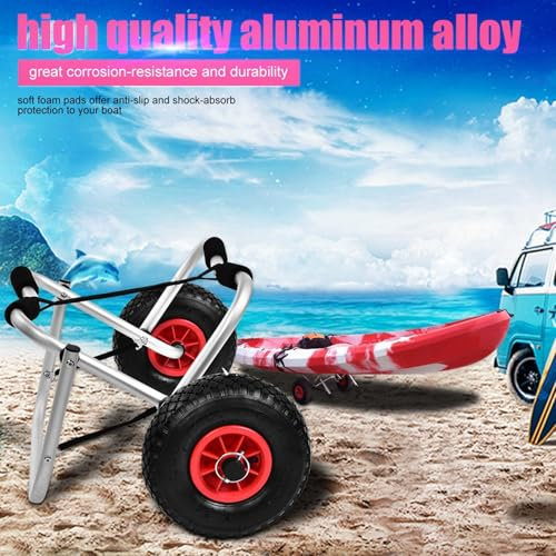 Kayak Cart Dolly para el Transporte: Carro de Aleación de Aluminio Servicio Pesado con Ruedas 10 Pulgadas para el Transporte Canoa y Kayak