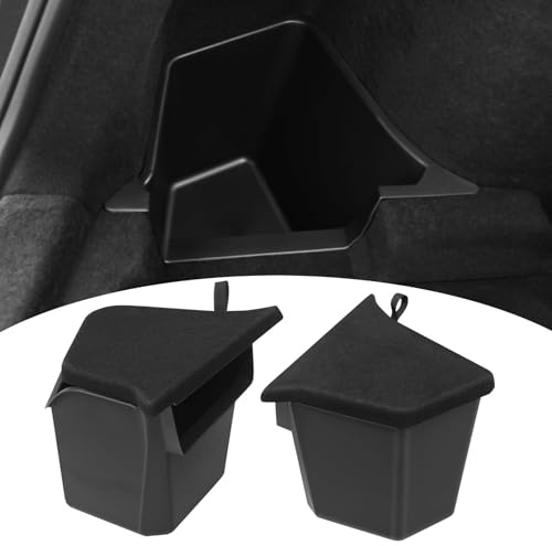 Contenitori portaoggetti per bagagliaio con coperchio per Tesla Model Y Juniper 5 posti 2025-2026, Contenitori portaoggetti laterali in TPE impermeabili, Contenitori per bagagliaio posteriori