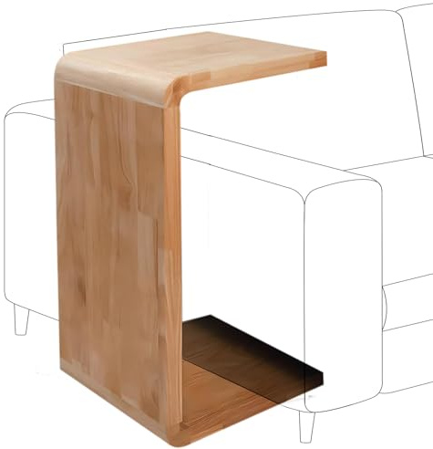 GTYMTTX U/C-Beistelltisch, Stabiler Sofatisch aus massiver Eiche, geschliffene und lackierte Oberfläche, vielseitig einsetzbar im Wohnzimmer