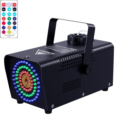 Professionelle Nebelmaschine mit sechseckigem LED-Design & 72 RGB-LEDs & Fernbedienung – 500W Leistung mit starker Sprühkraft – Ideal für Bühne, Disco, Halloween-Partys und Events (Round)