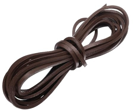 QUARKZMAN Cuerda de Cuero Plana de 3 Metros, Tiras de Cuerda de Cuero de 3mm para Hacer Manualidades DIY Pulsera Correa de Bolso, Profundo Café