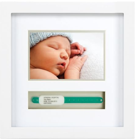 Pearhead Baby Hospital ID-armband och foto minnessak ram, nyfödd baby gåvor, ny babygåva för förväntande föräldrar