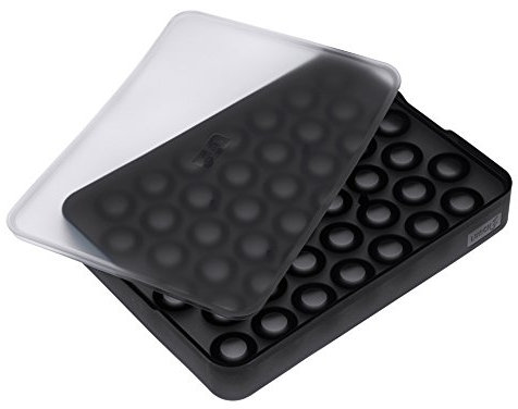 Lurch 240720 Ice Former Pearls / Eisbereiter aus 100% BPA-freiem Platin Silikon mit Deckel für 42 Eiskugeln in der Größe 2cm, Schwarz, 3.5 x 15.5 x 20.5 cm