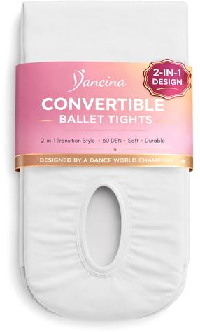 Dancina Women Convertible Dance Tights S/M White