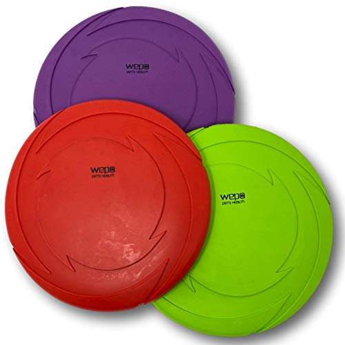 WEPO Frisbee Hund - Ø 18cm 3er Set - Wasserspielzeug Hund - Hundespielzeug große Hunde - Toy - Hunde Trainingsspielzeug in Rot/Lila/Grün - zum Werfen, Spielen & Trainieren bei jedem Wetter