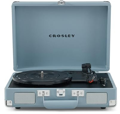 Crosley Cruiser Plus Portable Turntable - Bluetooth Record Player, 3-Speed Suitcase Vinyl Player, Home Turntables for Vinyl Records, Built in Stereo Speakers, Bluetooth Receiver, AUX Input, Tourmaline