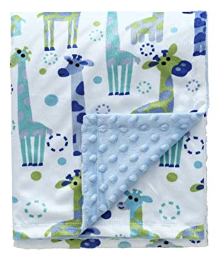 CREVENT Minky babyfilt för barn, mjuk plysch för nyfödda - giraff 75 x 100 cm